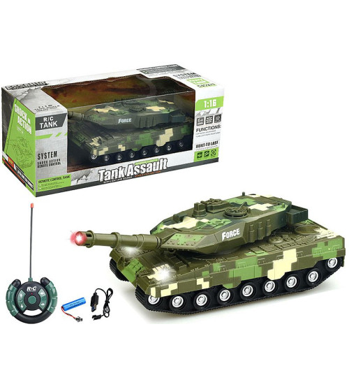 Radiovadāmais tanks (gaisma, skaņa, 4 virz.) ar USB uzlāde 34 cm 575455