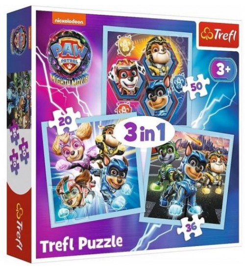 Puzlis TREFL PAW Patrol 3 in 1 (20,36,50 gb.) 3+ T34869