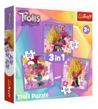 Puzlis TREFL Trolls 3 in 1 (20,36,50 gb.) 3+ T34870